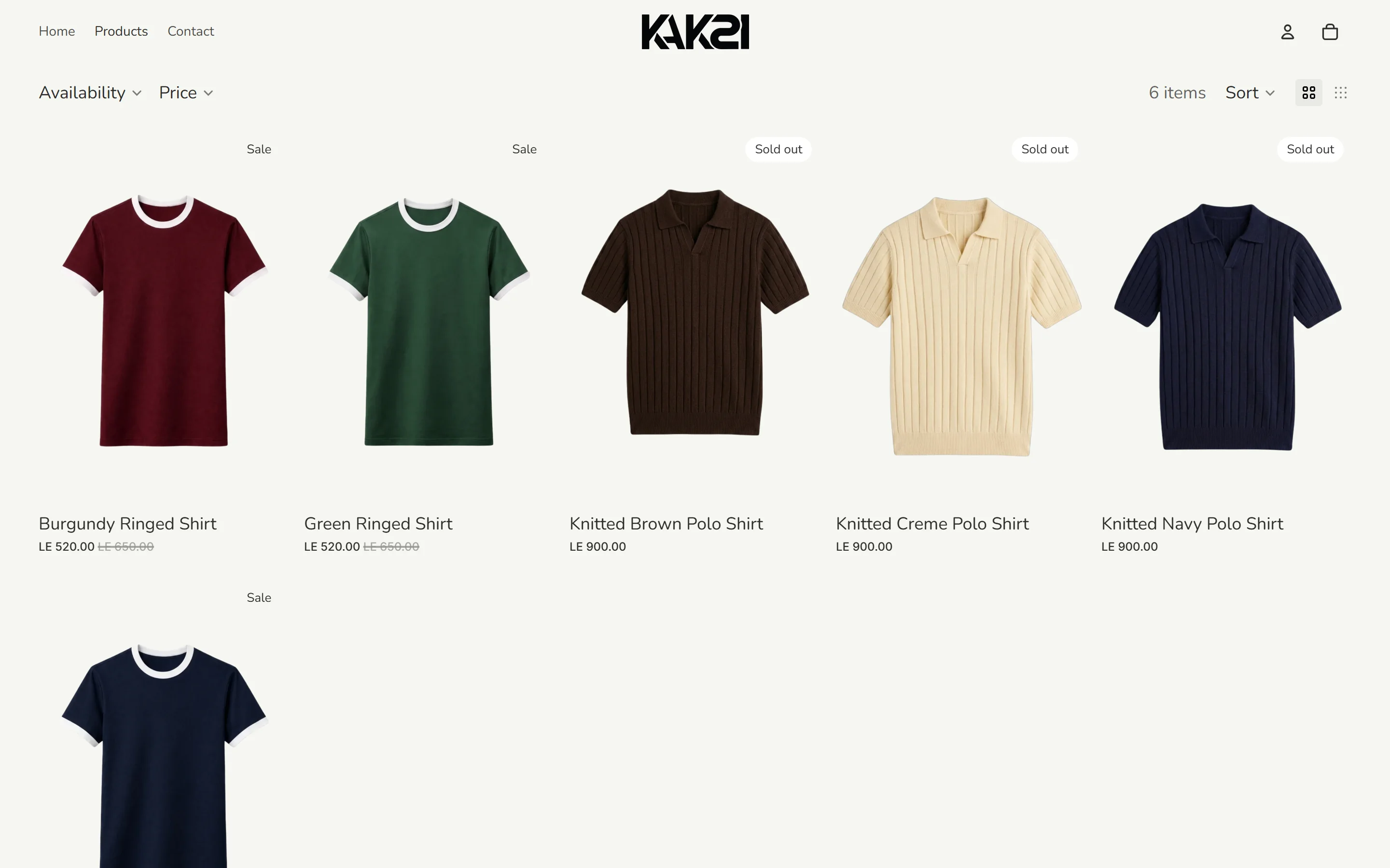 E-commerce Website for a Local Brand — Collection page