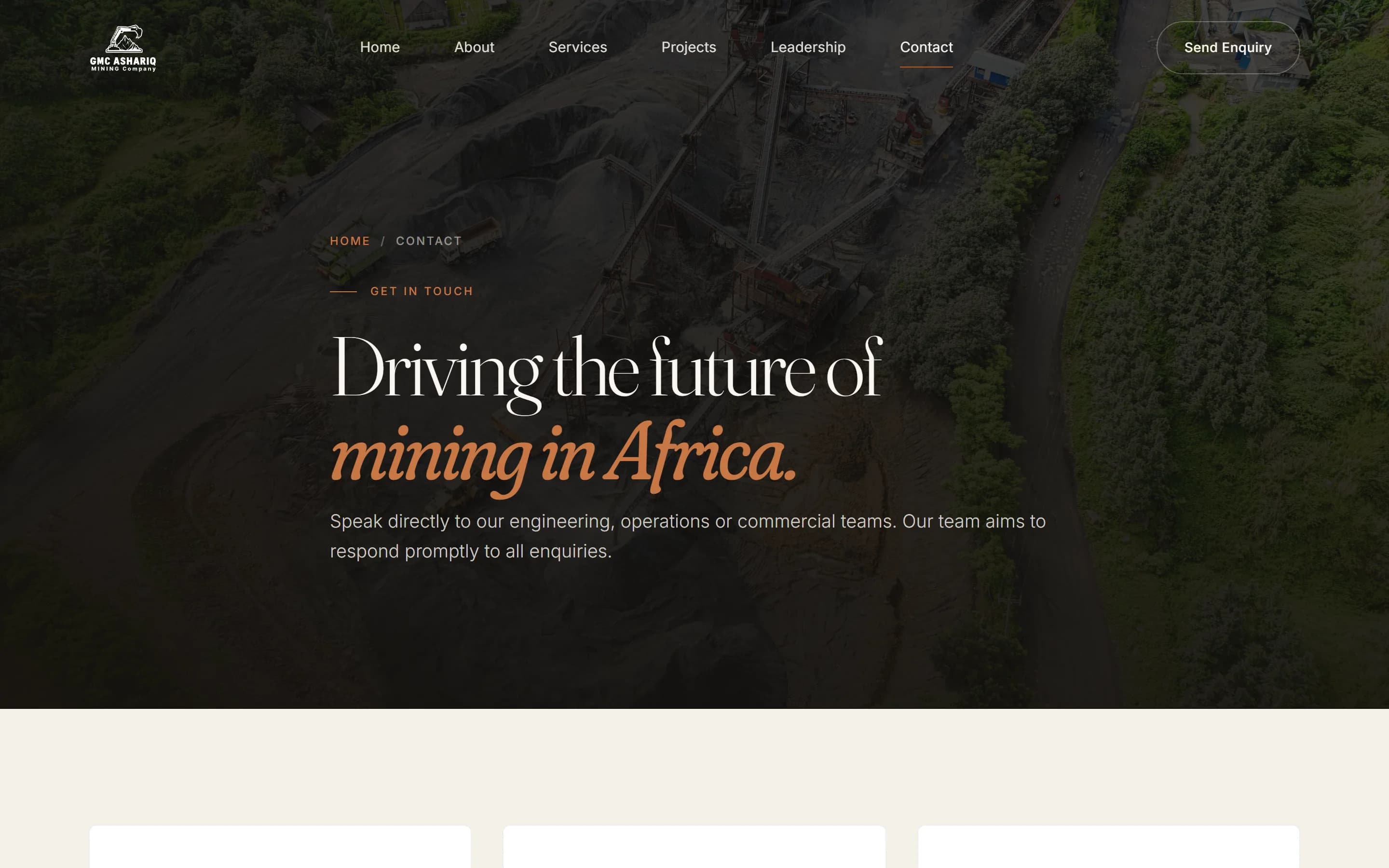 Corporate Website for a Geology Company — Contact page