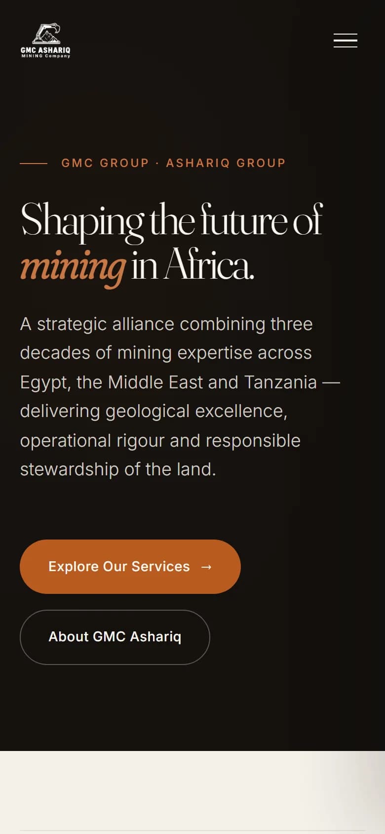 Corporate Website for a Geology Company — Mobile view
