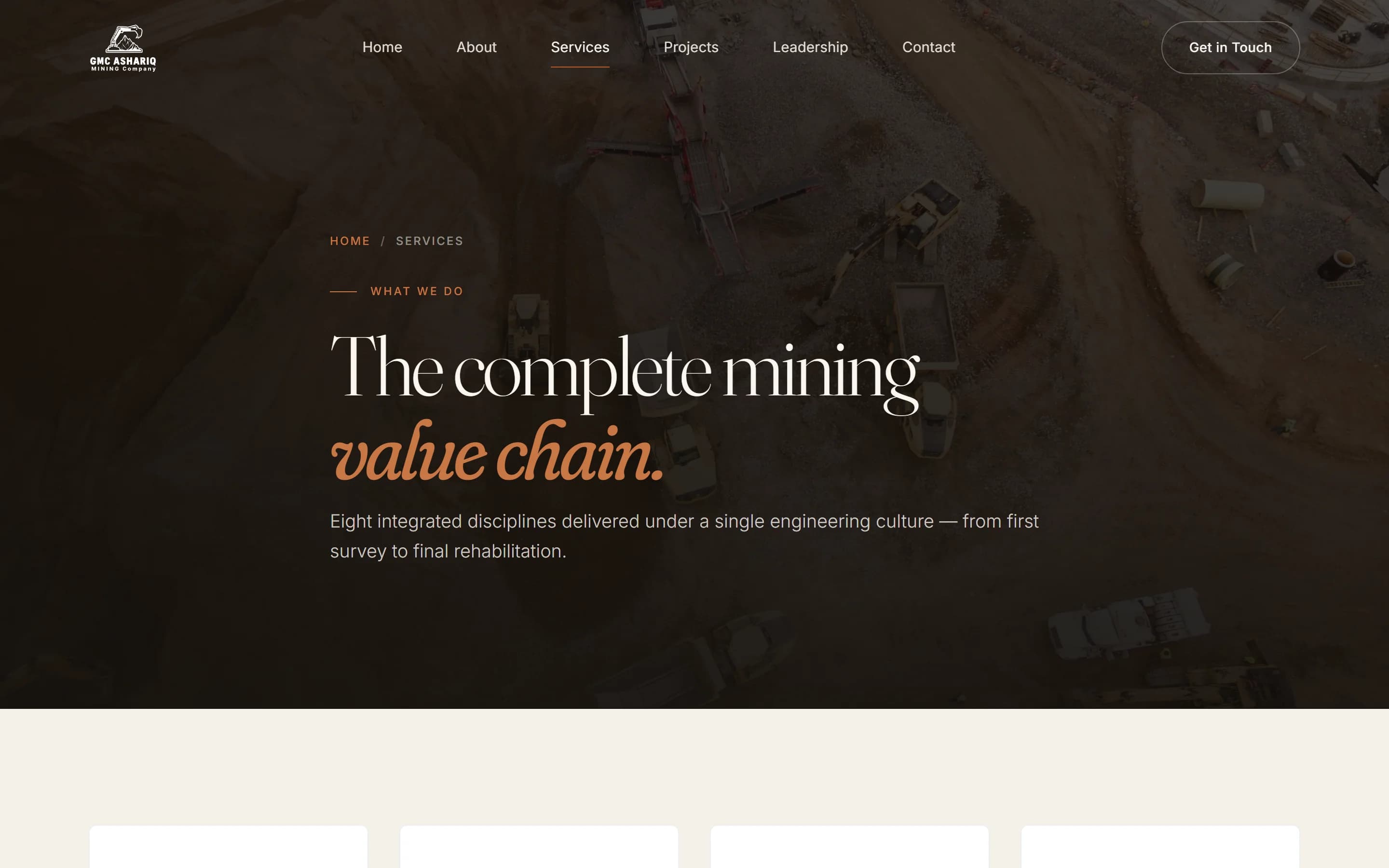 Corporate Website for a Geology Company — Services page